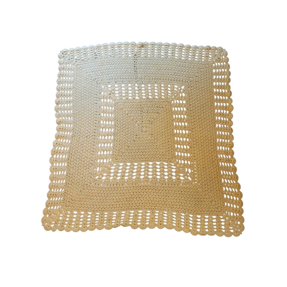 Handmade Baby Blanket Afghan Throw 40x40 Yellow Unisex Baby